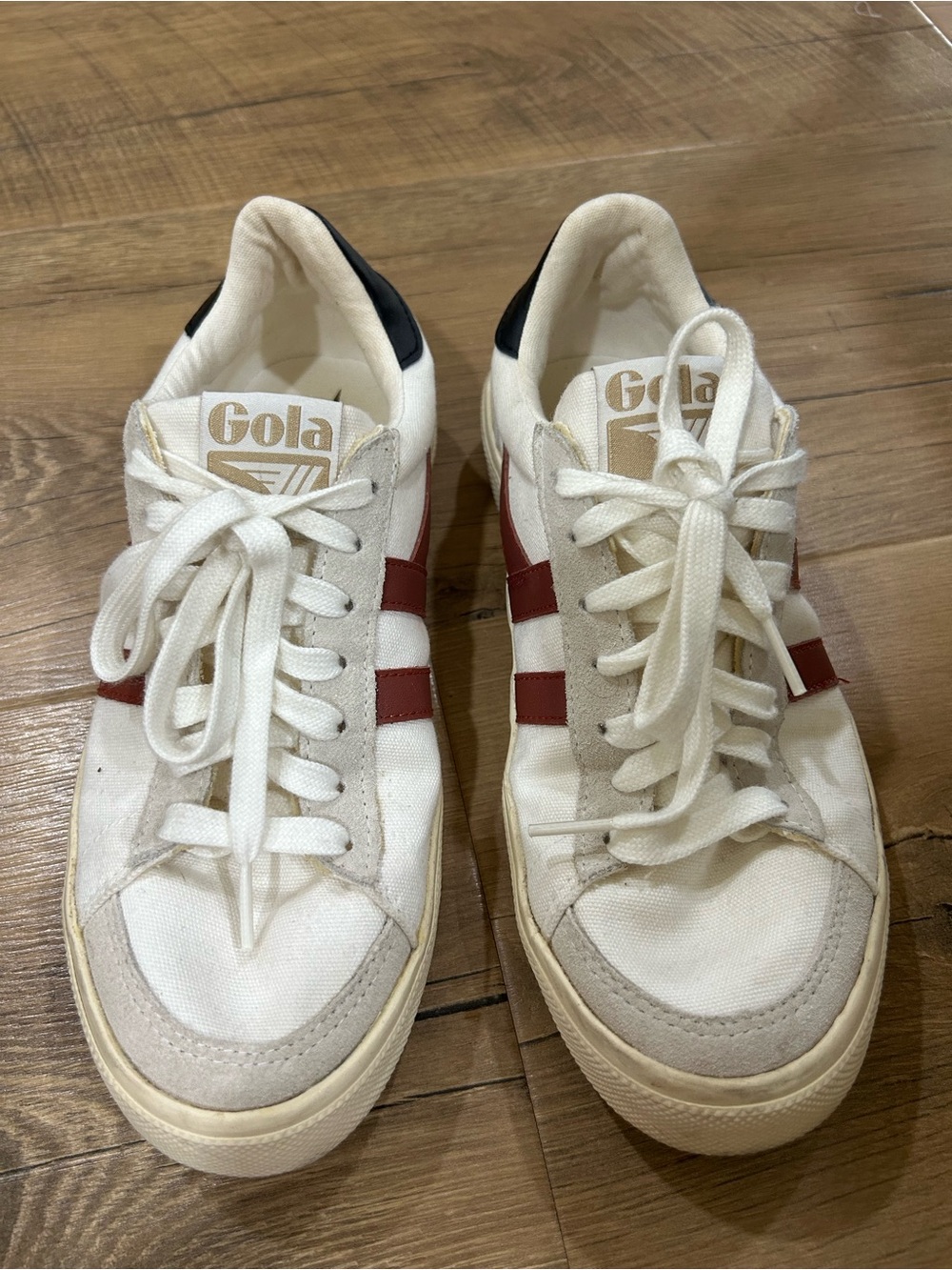 Gola Men's Breakpoint White Sneakers with brown stripes and Black Heel Tab